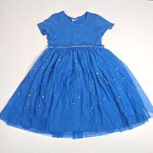 Hanna Andersson Dress Girls SZ 14-16 Blue Tulle Stars Flawed